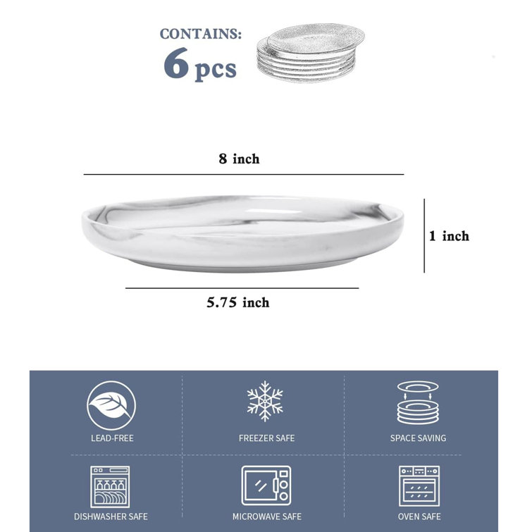 Orren Ellis 8 Inch Dessert Salad Plates Microwave, Oven, And